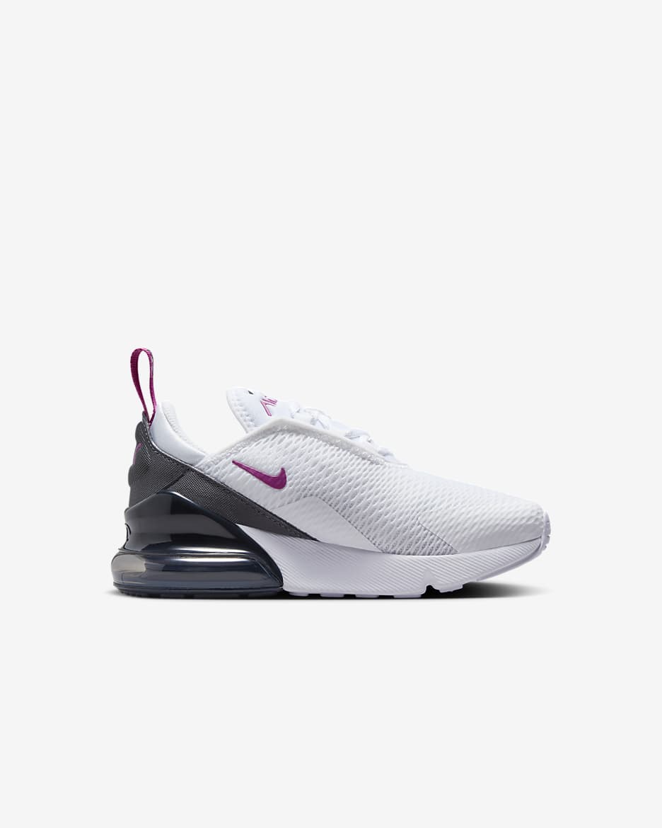 Nike white  and  silver air max 270 trainers youth best sale